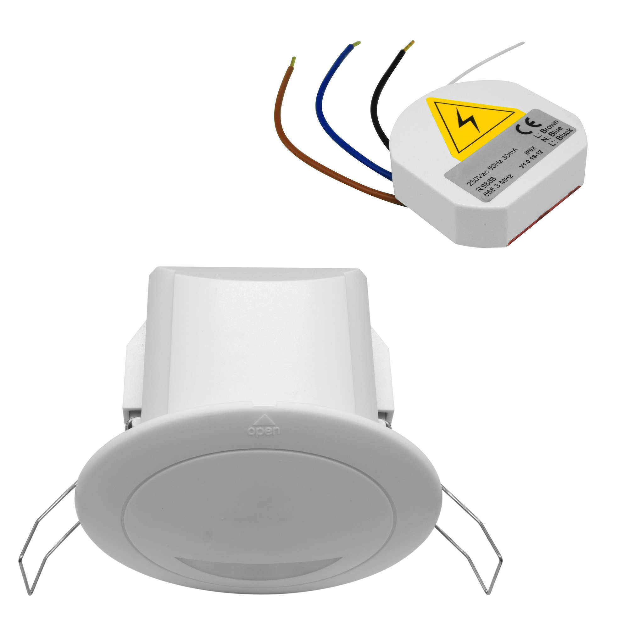 Wired Ceiling flush mounted microwave presence detection switch kit 240V White 400W